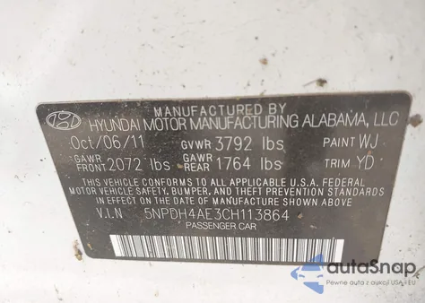 2012 Hyundai Elantra Gls from USA, damaged, VIN 5NPDH4AE3CH113864